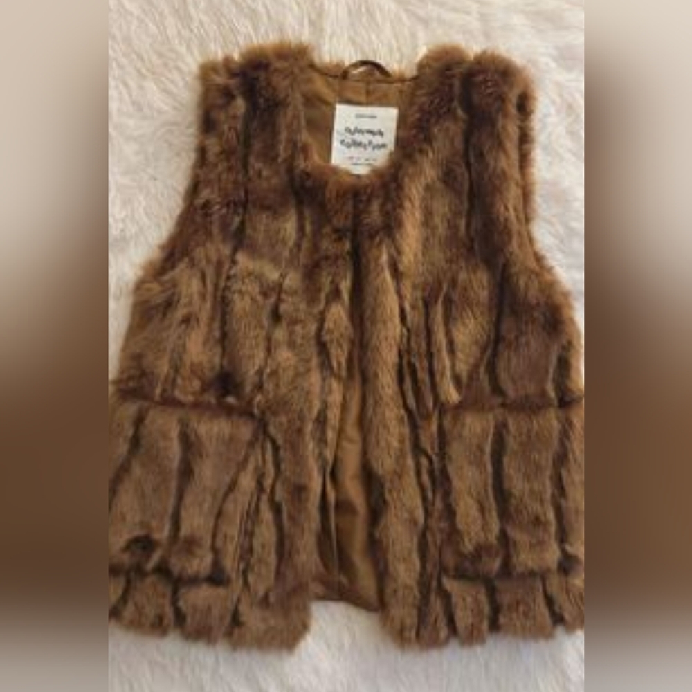 Zara Kids Faux Fur 🤎 Girls Vest sz 8/9